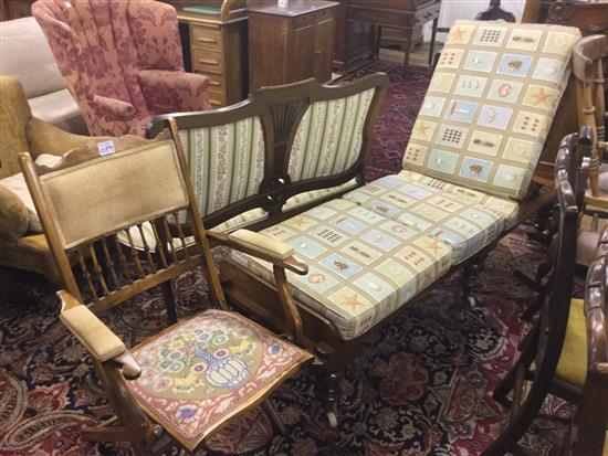 19th century teak folding campaign bed & a chair